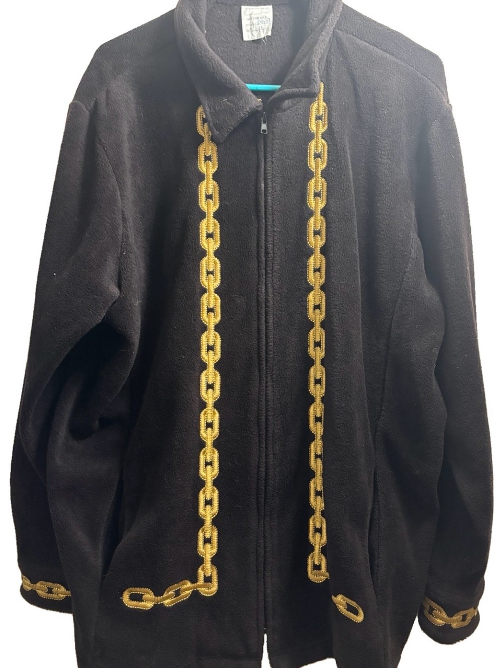 Black Gold Chain Fleece Jacket Women’s 1X Embroidered Zip Front